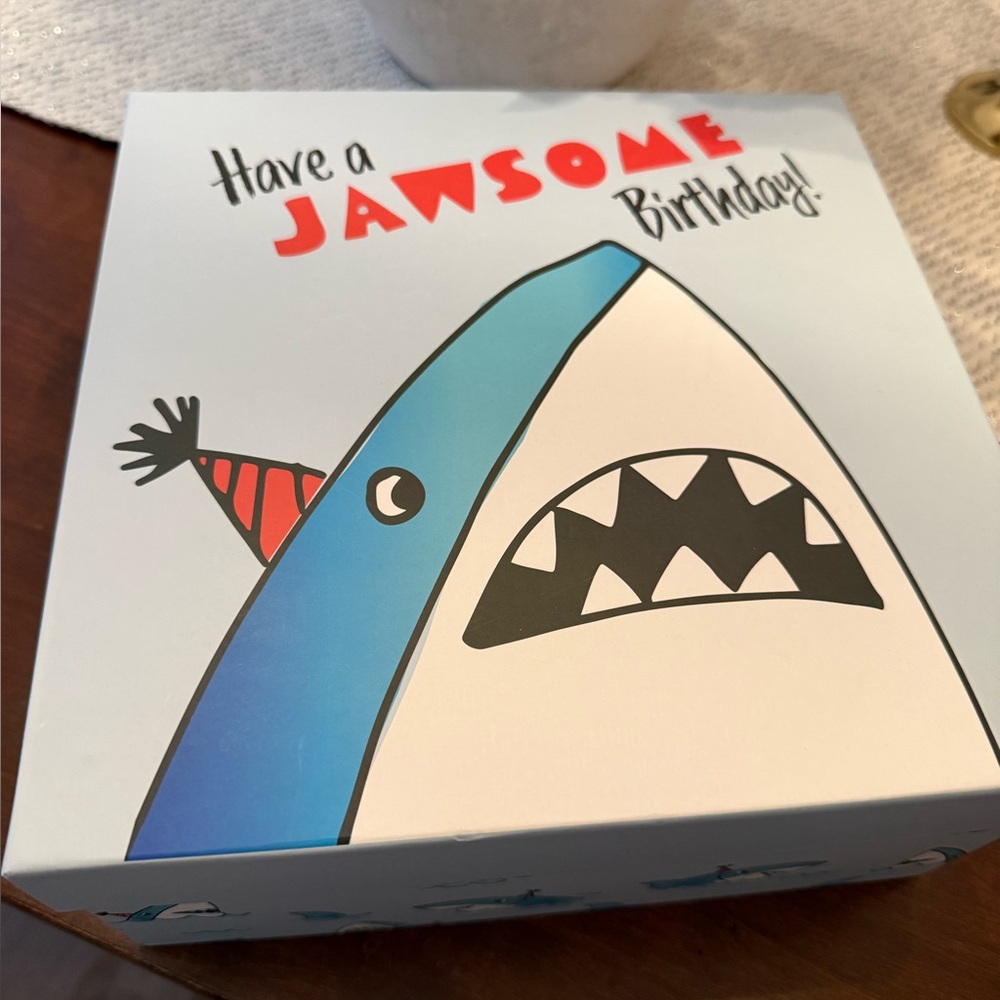 NEW! 🦈 Large Jawsome Birthday Shark Party Box Great for birthday gifts or decor